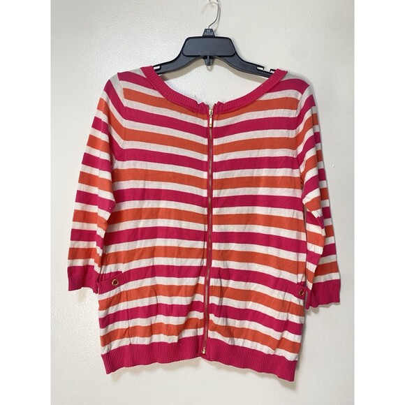 Sweatshirt For Women Size S By 89th & Madison Pink Orange White With Back Zipper - Picture 2 of 5